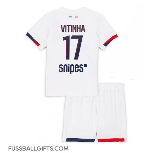Paris Saint-Germain Vitinha #17 Fußballbekleidung Auswärtstrikot Kinder 2025-26 Kurzarm (+ kurze hosen)